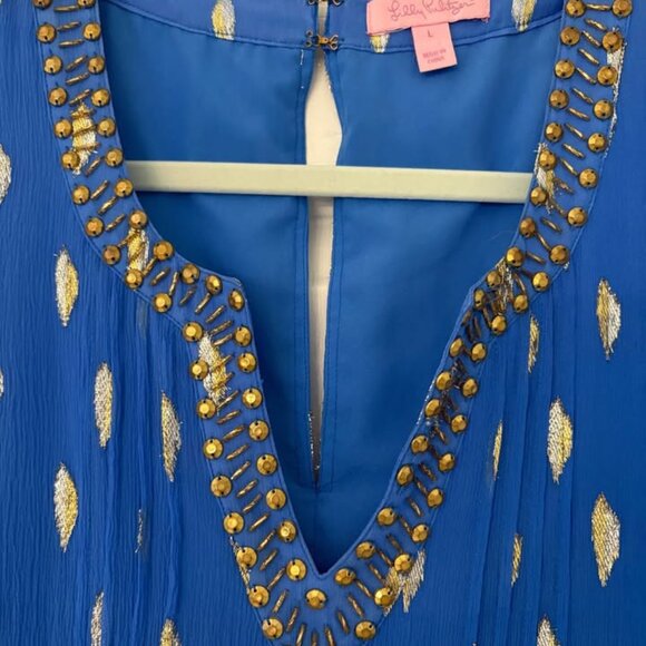 Lilly Pulitzer Silk Ariele romper in Bennet blue size L - Picture 4 of 7